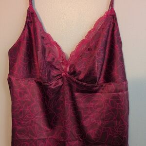 Calvin Klein Magenta Lace-Trim Satin Slip